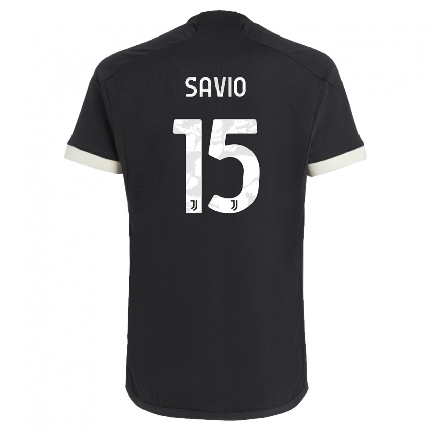 Kinder Federico Savio #15 Schwarz Ausweichtrikot Trikot 2023/24 T-Shirt Österreich