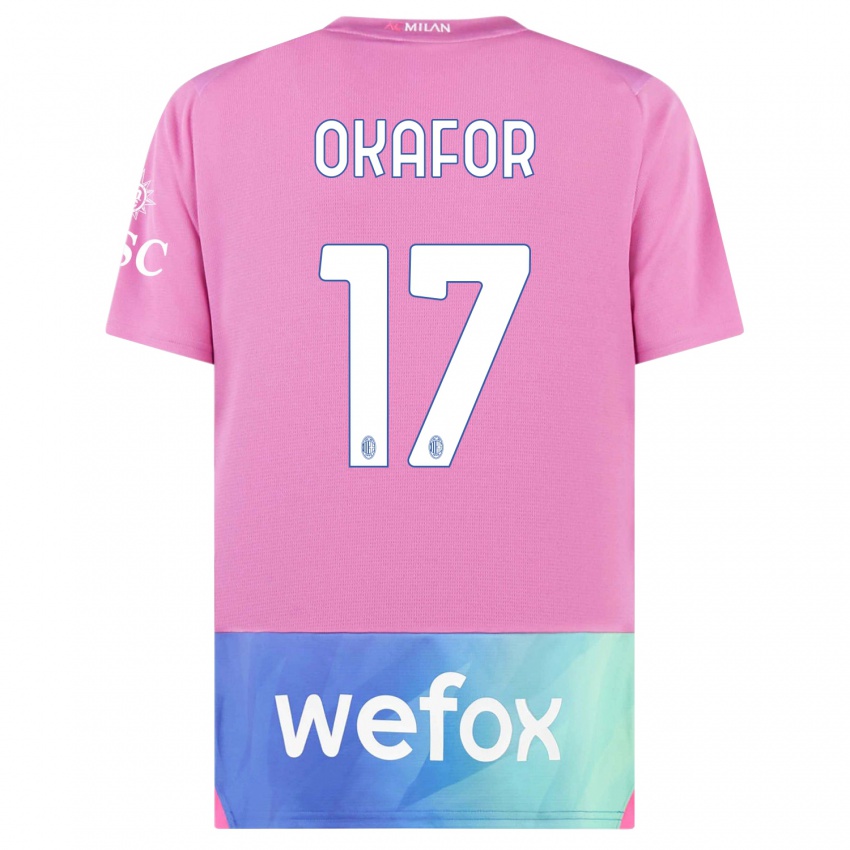 Kinder Noah Okafor #17 Pink Lila Ausweichtrikot Trikot 2023/24 T-Shirt Österreich