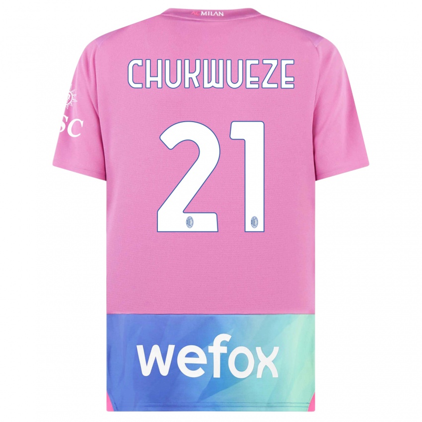 Kinder Samuel Chukwueze #21 Pink Lila Ausweichtrikot Trikot 2023/24 T-Shirt Österreich