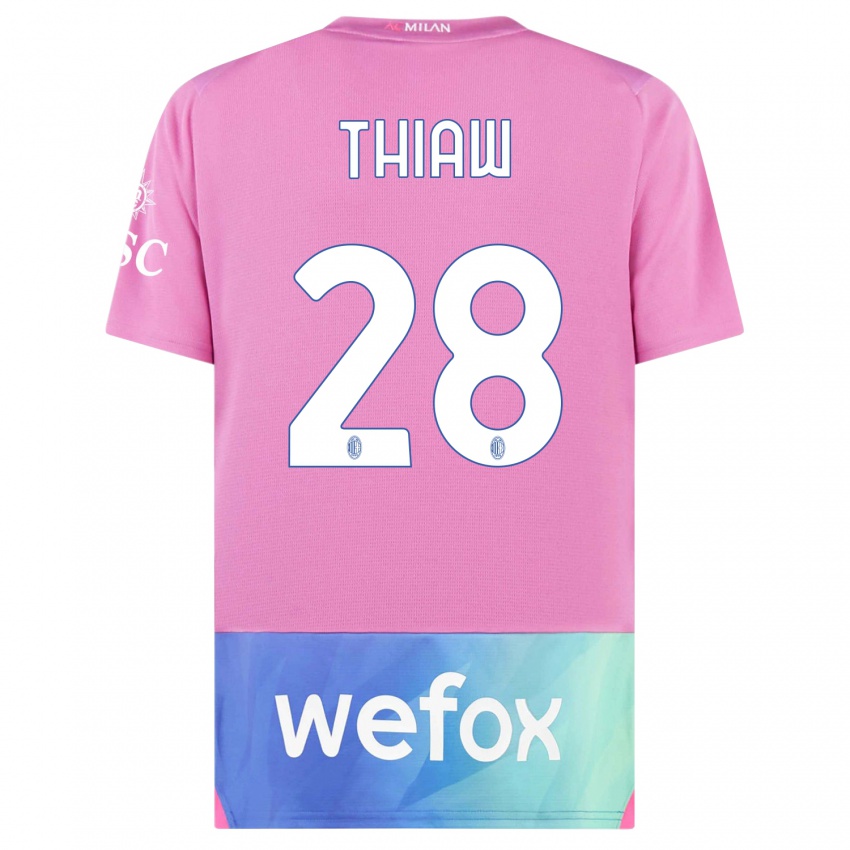 Kinder Malick Thiaw #28 Pink Lila Ausweichtrikot Trikot 2023/24 T-Shirt Österreich