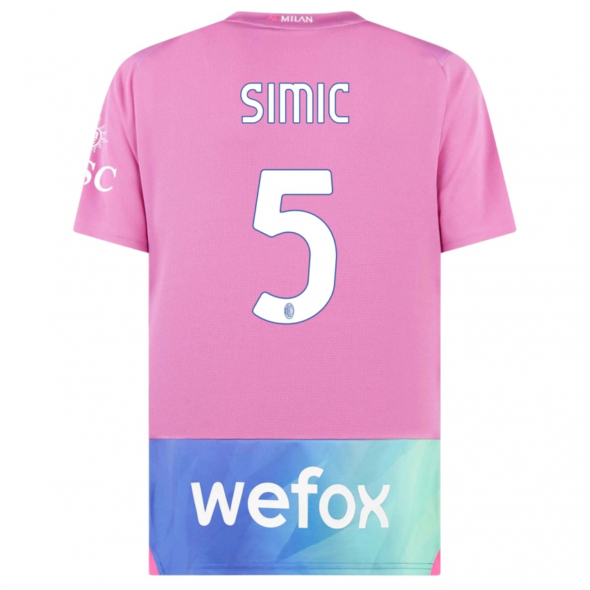 Kinder Jan-Carlo Simic #5 Pink Lila Ausweichtrikot Trikot 2023/24 T-Shirt Österreich