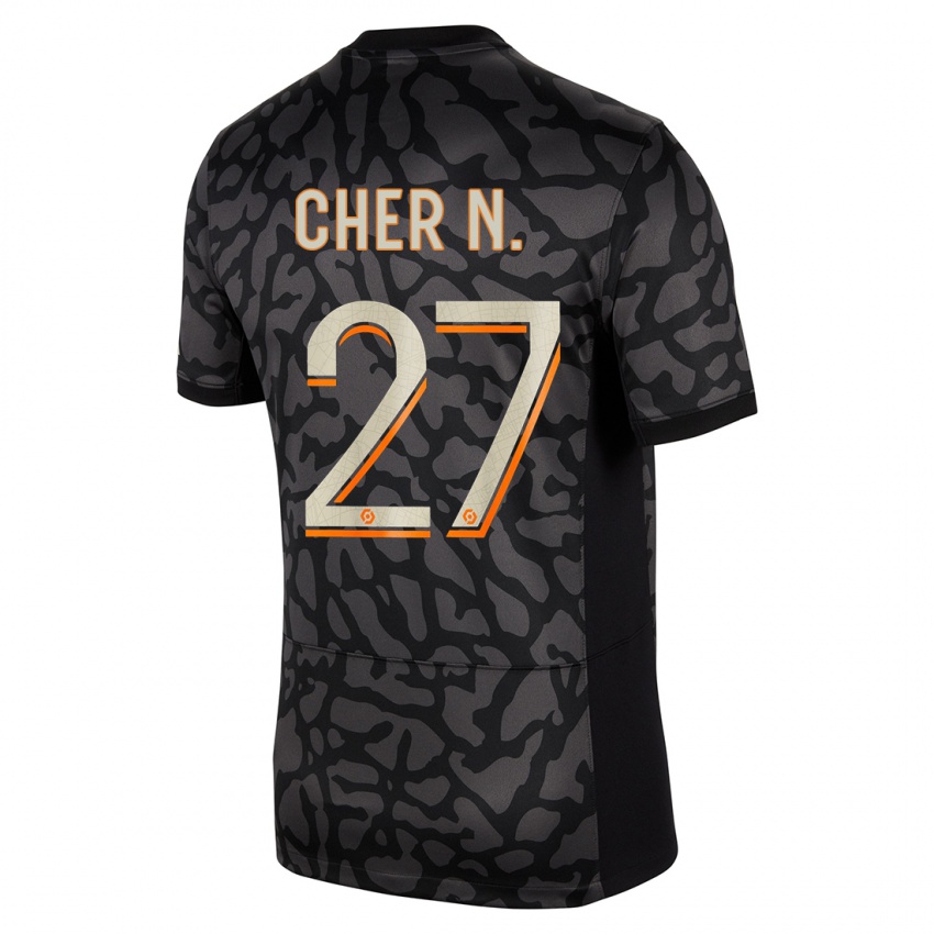 Kinder Cher Ndour #27 Schwarz Ausweichtrikot Trikot 2023/24 T-Shirt Österreich