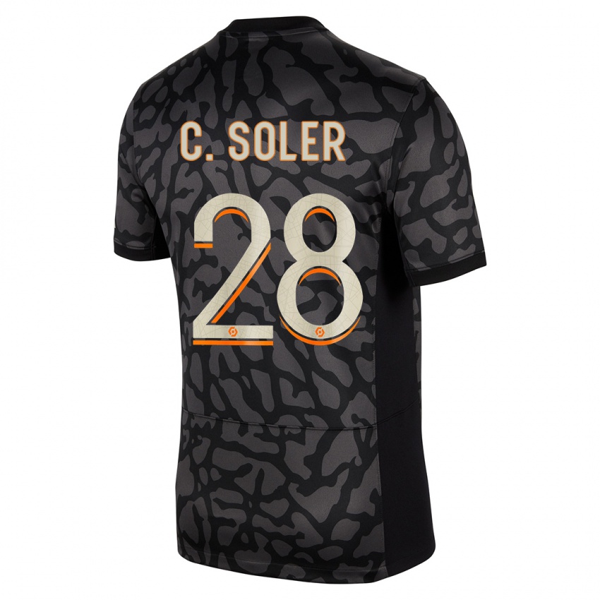 Kinder Carlos Soler #28 Schwarz Ausweichtrikot Trikot 2023/24 T-Shirt Österreich