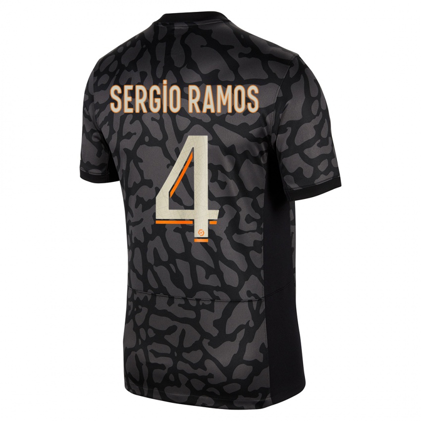 Kinder Sergio Ramos #4 Schwarz Ausweichtrikot Trikot 2023/24 T-Shirt Österreich