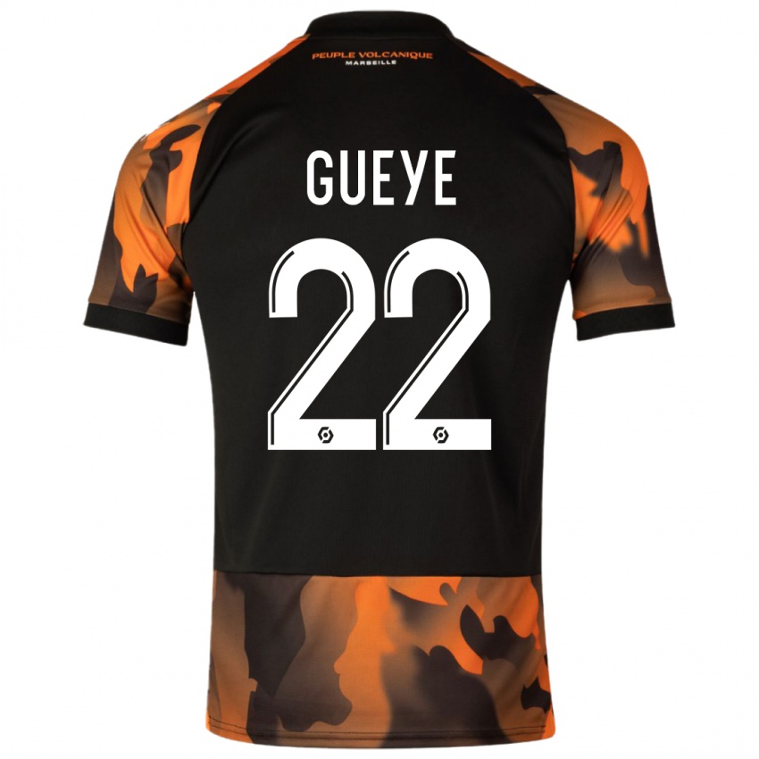 Kinder Pape Gueye #22 Schwarzorange Ausweichtrikot Trikot 2023/24 T-Shirt Österreich
