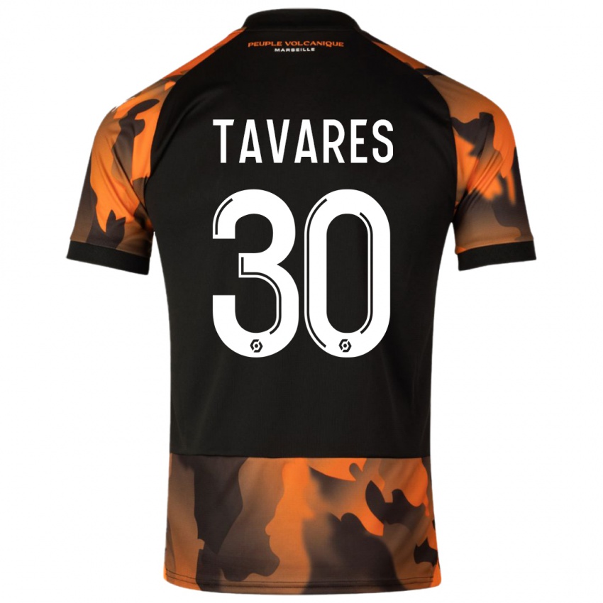 Kinder Nuno Tavares #30 Schwarzorange Ausweichtrikot Trikot 2023/24 T-Shirt Österreich
