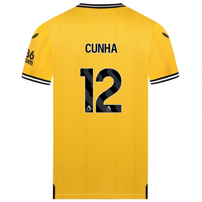 Herren Matheus Cunha #12 Gelb Heimtrikot Trikot 2023/24 T-Shirt Österreich