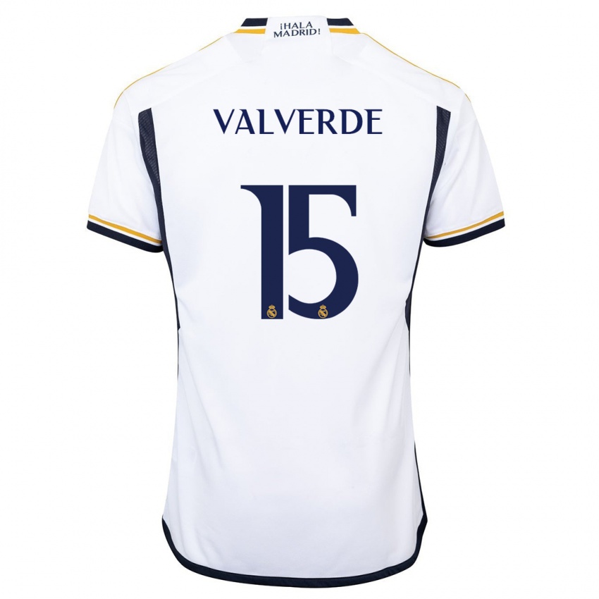 Herren Federico Valverde #15 Weiß Heimtrikot Trikot 2023/24 T-Shirt Österreich