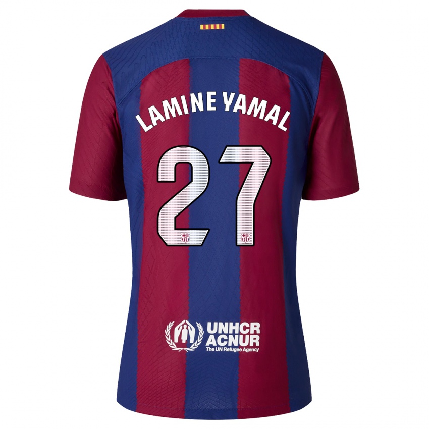 Herren Lamine Yamal #27 Rot Blau Heimtrikot Trikot 2023/24 T-Shirt Österreich