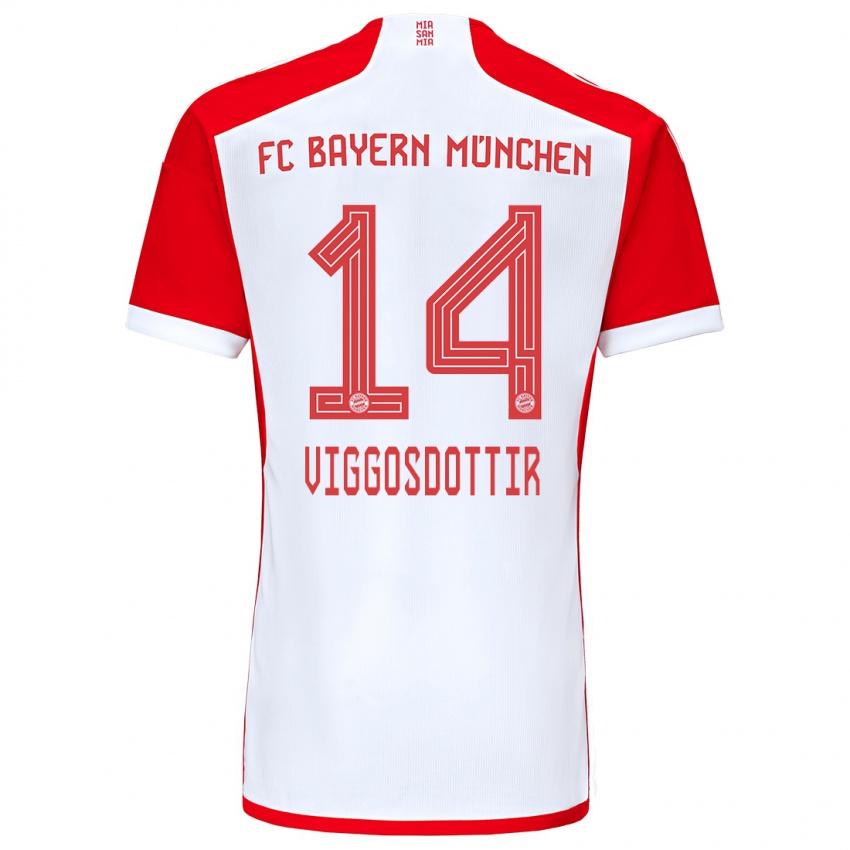 Herren Glodis Perla Viggosdottir #14 Rot-Weiss Heimtrikot Trikot 2023/24 T-Shirt Österreich
