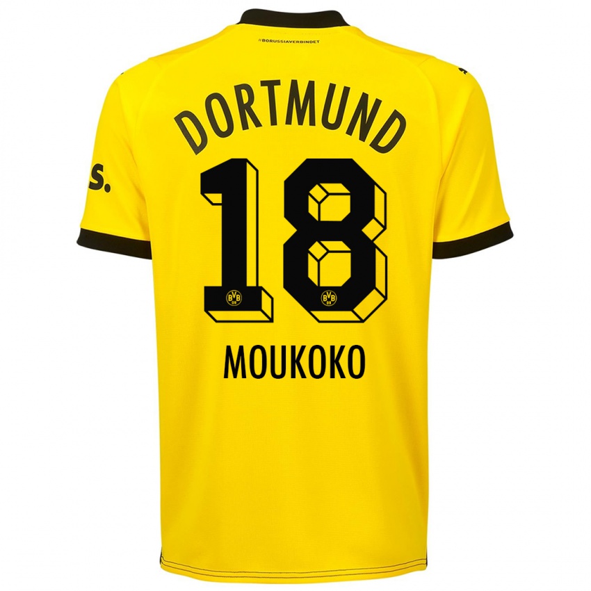 Herren Youssoufa Moukoko #18 Gelb Heimtrikot Trikot 2023/24 T-Shirt Österreich