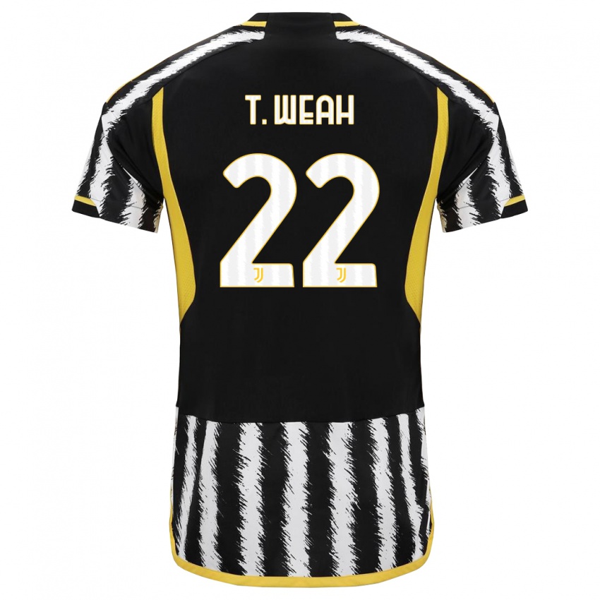 Herren Timothy Weah #22 Schwarz-Weiss Heimtrikot Trikot 2023/24 T-Shirt Österreich