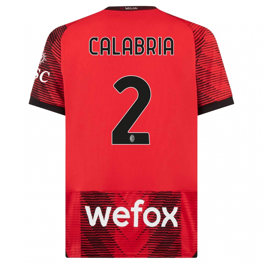 Herren Davide Calabria #2 Rot Schwarz Heimtrikot Trikot 2023/24 T-Shirt Österreich