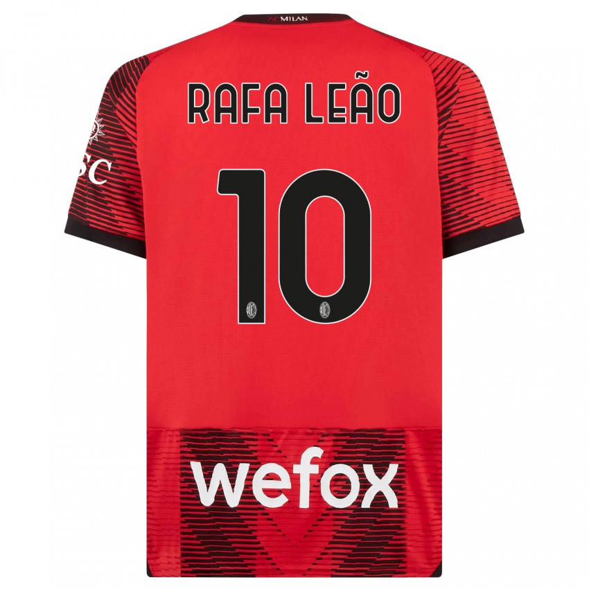 Herren Rafael Leao #10 Rot Schwarz Heimtrikot Trikot 2023/24 T-Shirt Österreich
