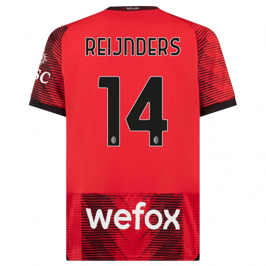 Herren Tijjani Reijnders #14 Rot Schwarz Heimtrikot Trikot 2023/24 T-Shirt Österreich