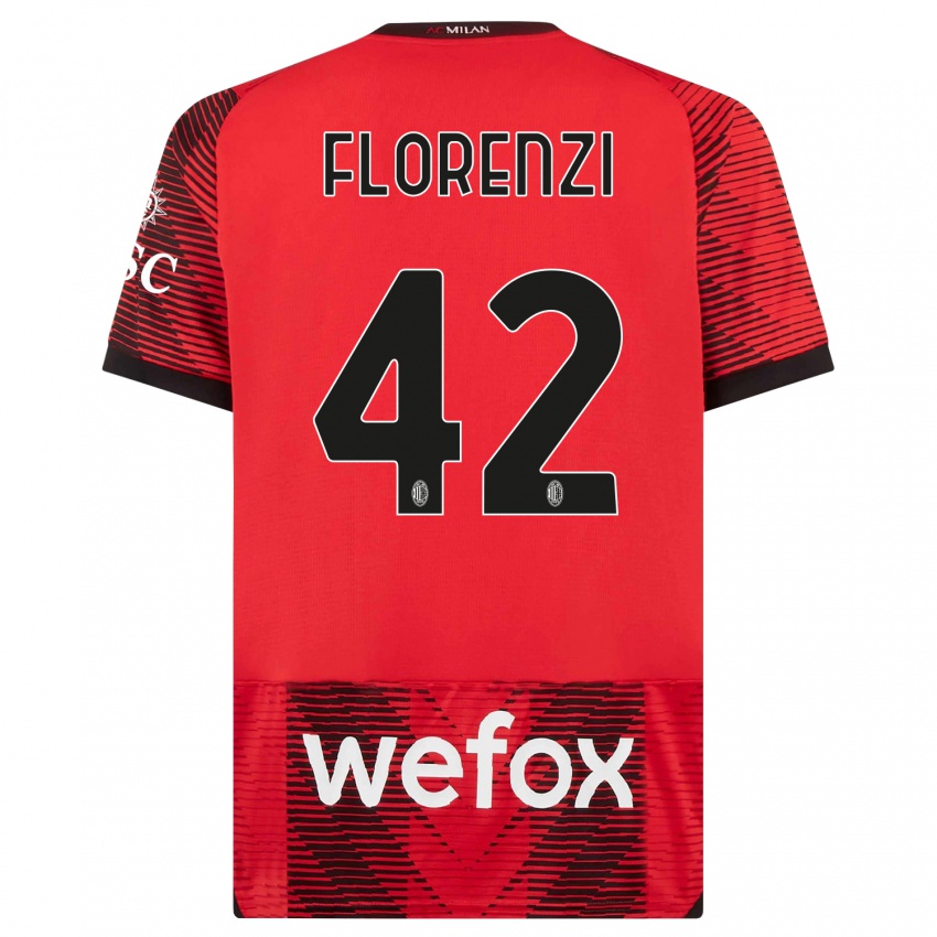 Herren Alessandro Florenzi #42 Rot Schwarz Heimtrikot Trikot 2023/24 T-Shirt Österreich