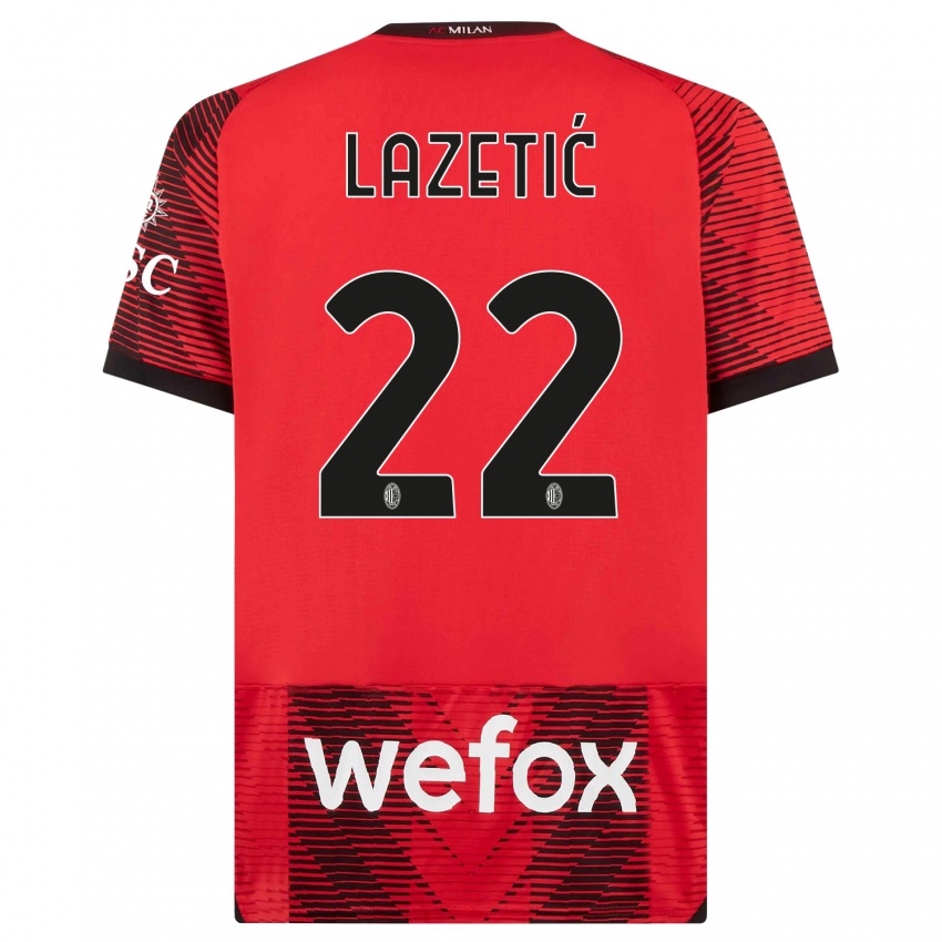 Herren Marko Lazetic #22 Rot Schwarz Heimtrikot Trikot 2023/24 T-Shirt Österreich