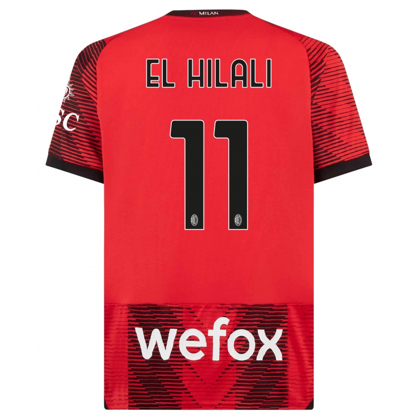 Herren Youns El Hilali #11 Rot Schwarz Heimtrikot Trikot 2023/24 T-Shirt Österreich