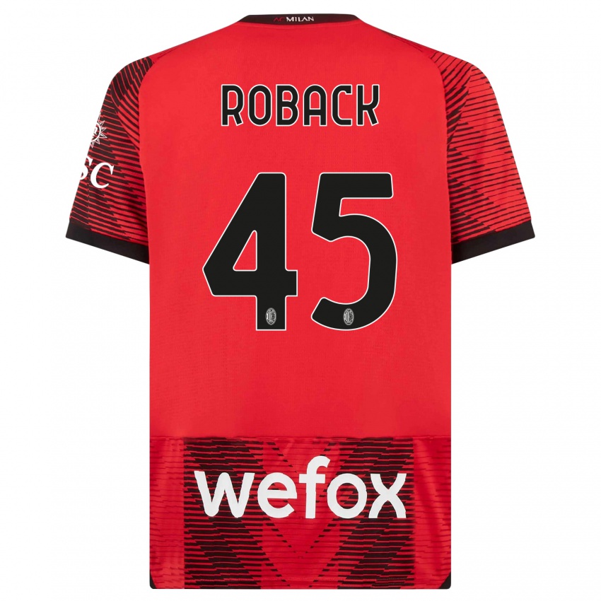 Herren Emil Roback #45 Rot Schwarz Heimtrikot Trikot 2023/24 T-Shirt Österreich
