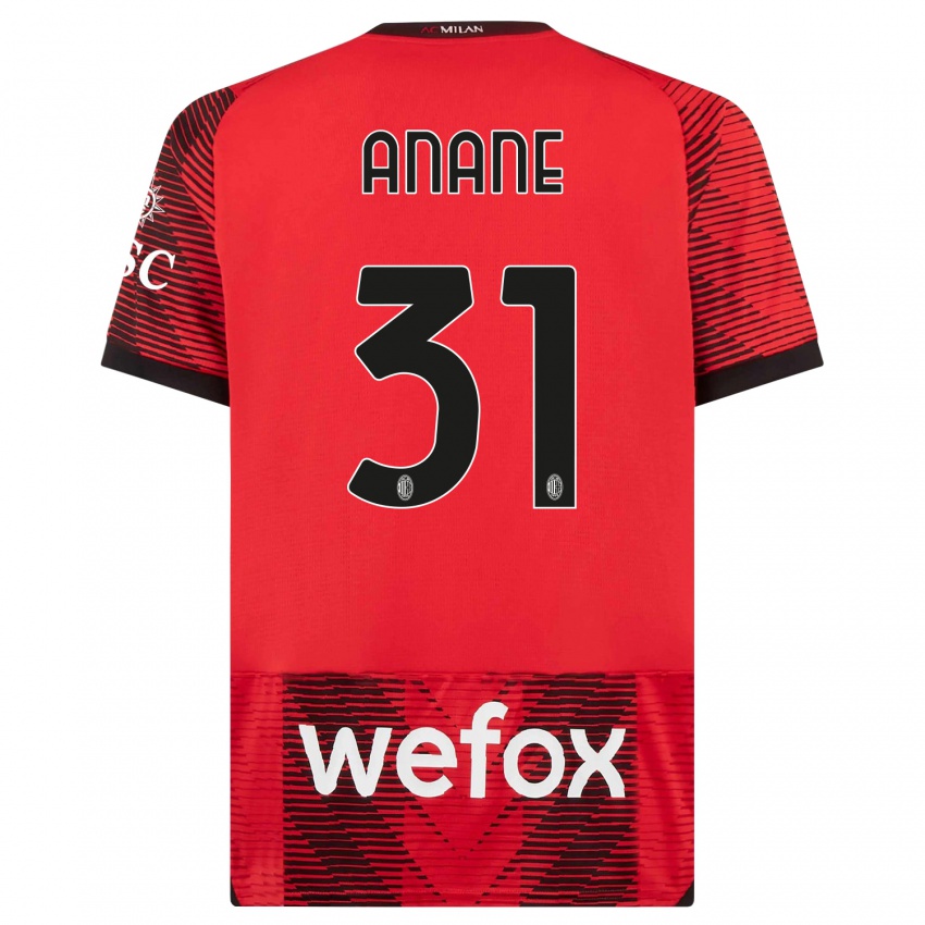 Herren Emmanuel Anane #31 Rot Schwarz Heimtrikot Trikot 2023/24 T-Shirt Österreich