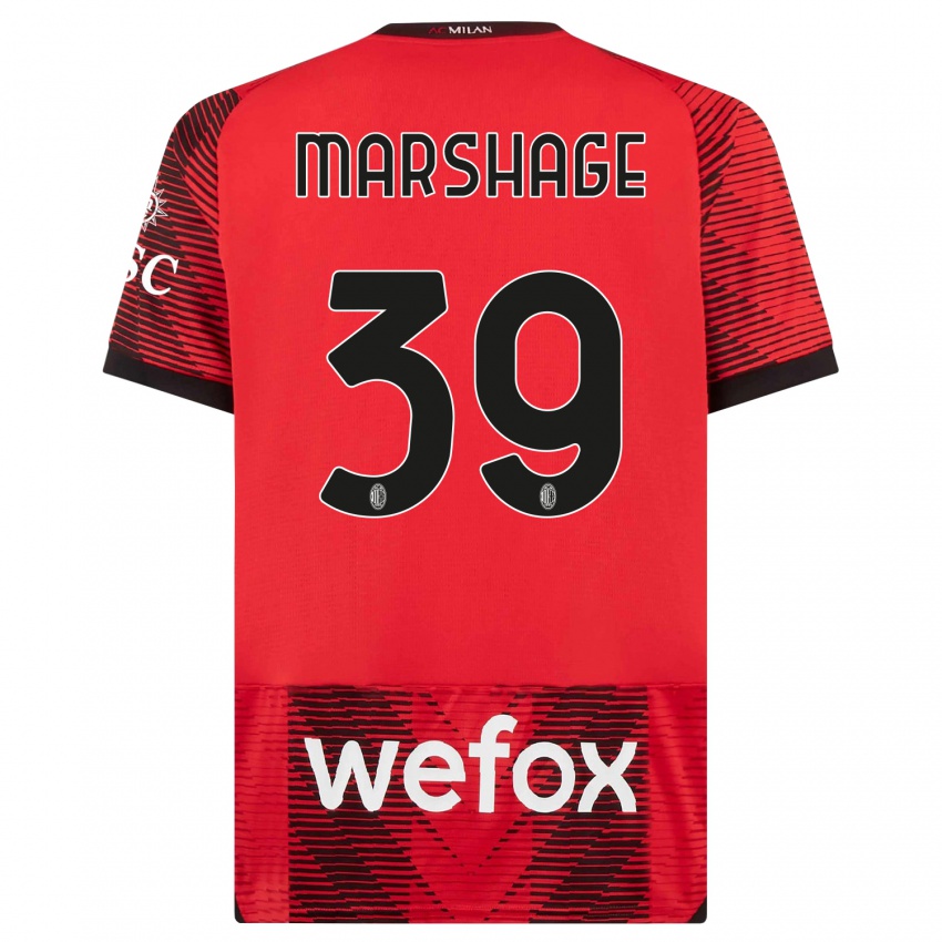 Herren Wilgot Marshage #39 Rot Schwarz Heimtrikot Trikot 2023/24 T-Shirt Österreich