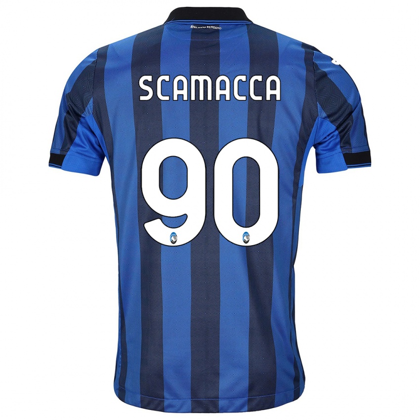 Herren Gianluca Scamacca #90 Schwarz Blau Heimtrikot Trikot 2023/24 T-Shirt Österreich