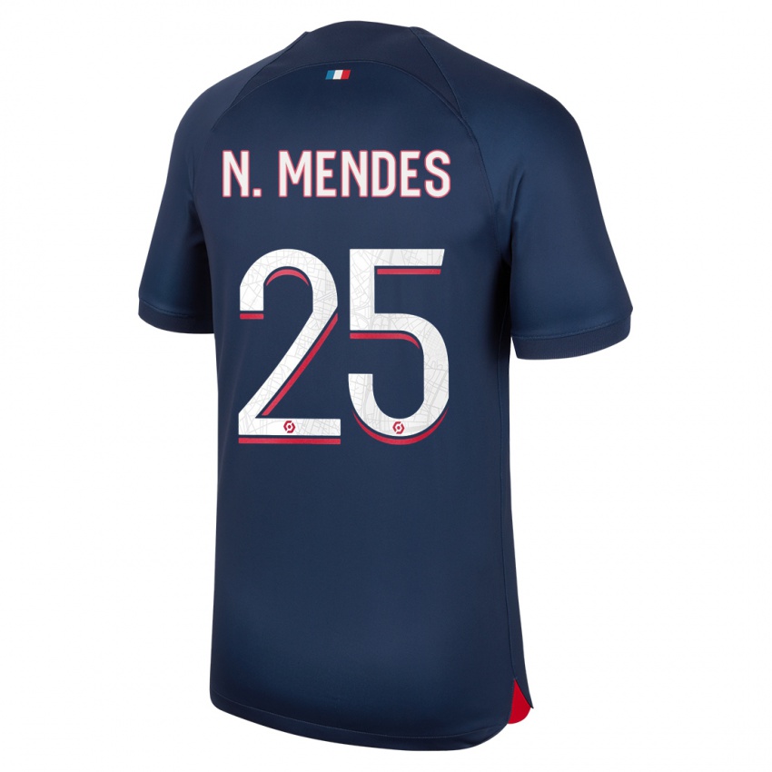 Herren Nuno Mendes #25 Blau Rot Heimtrikot Trikot 2023/24 T-Shirt Österreich