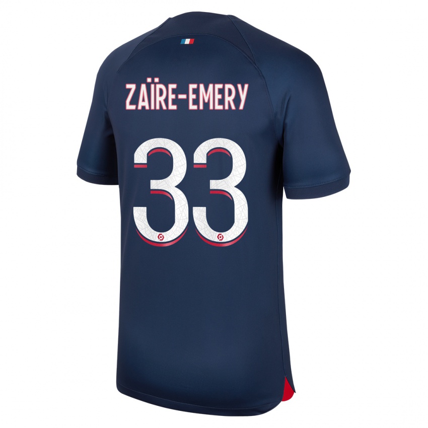 Herren Warren Zaire Emery #33 Blau Rot Heimtrikot Trikot 2023/24 T-Shirt Österreich