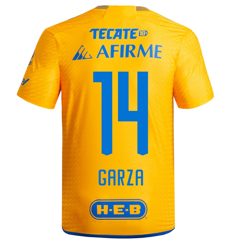 Herren Jesus Garza #14 Gelb Heimtrikot Trikot 2023/24 T-Shirt Österreich