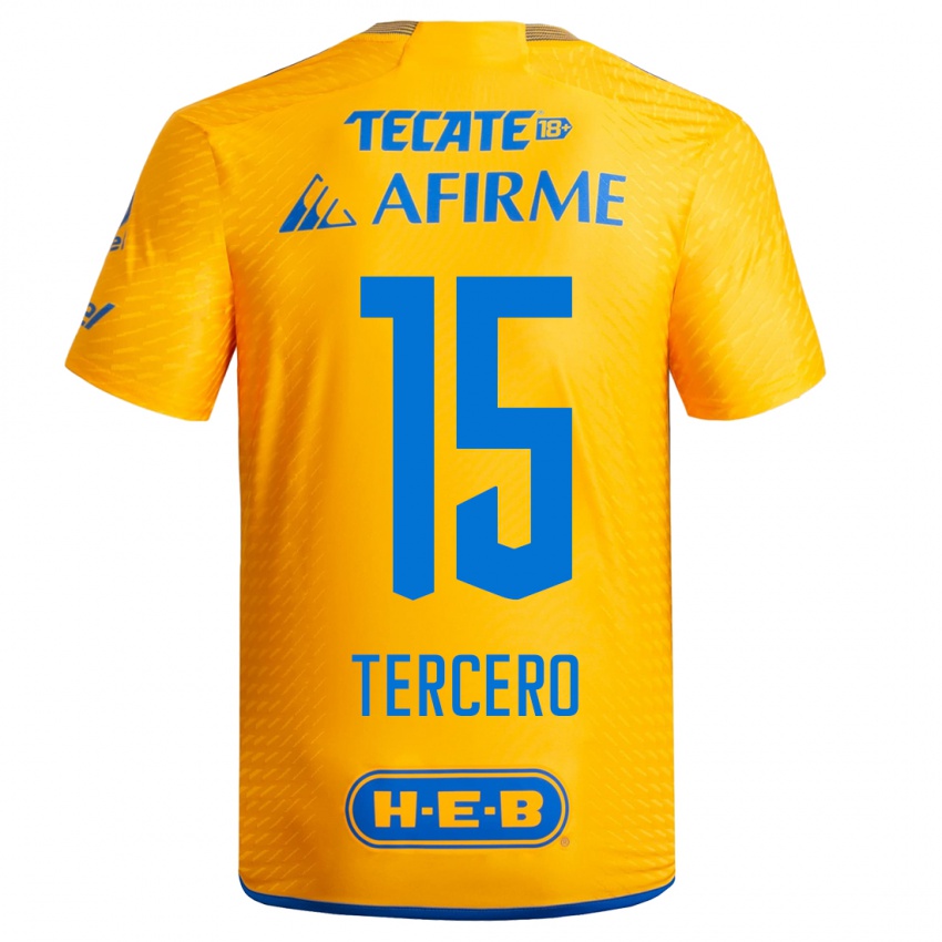 Herren Eduardo Tercero #15 Gelb Heimtrikot Trikot 2023/24 T-Shirt Österreich