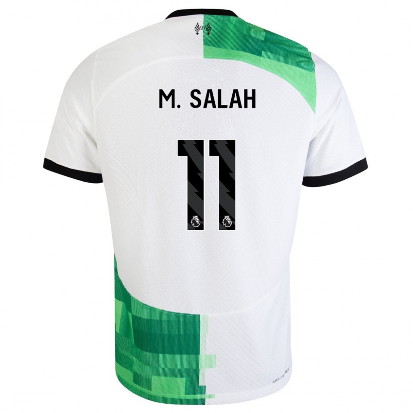 Herren Mohamed Salah #11 Weiß Grün Auswärtstrikot Trikot 2023/24 T-Shirt Österreich