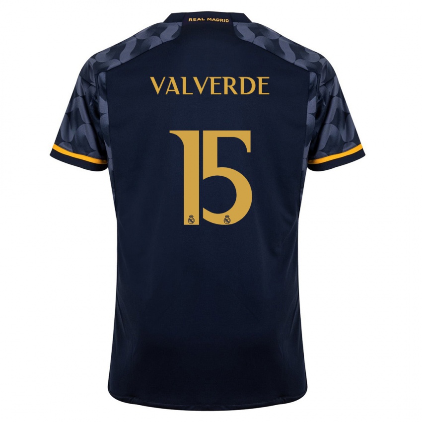 Herren Federico Valverde #15 Dunkelblau Auswärtstrikot Trikot 2023/24 T-Shirt Österreich