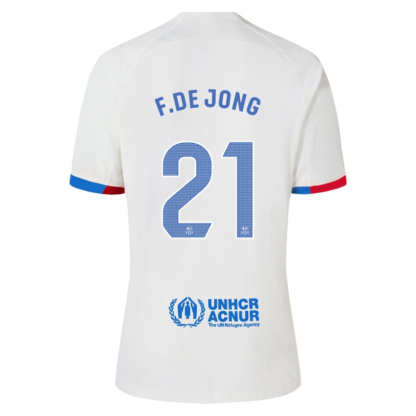 Herren Frenkie De Jong #21 Weiß Auswärtstrikot Trikot 2023/24 T-Shirt Österreich