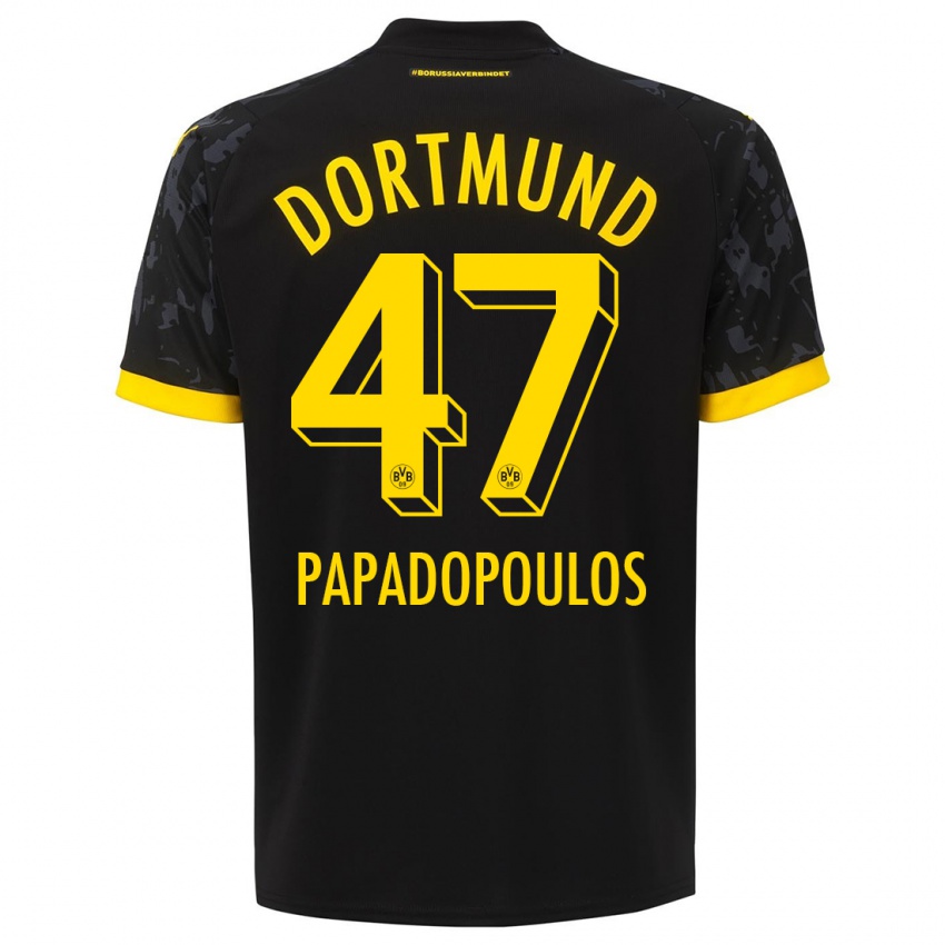 Herren Antonios Papadopoulos #47 Schwarz Auswärtstrikot Trikot 2023/24 T-Shirt Österreich