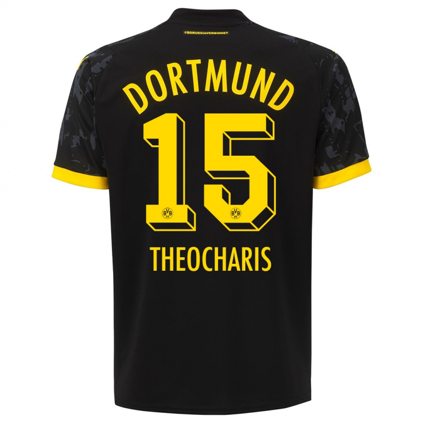Herren Elefterios Theocharis #15 Schwarz Auswärtstrikot Trikot 2023/24 T-Shirt Österreich