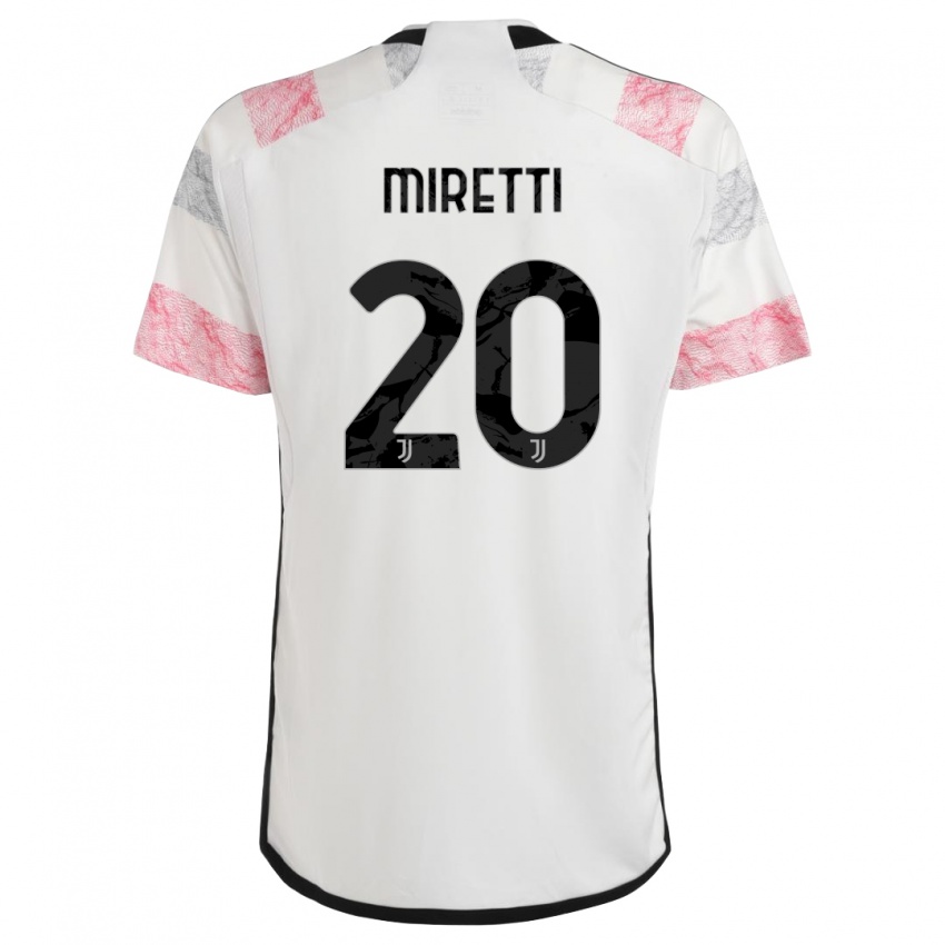 Herren Fabio Miretti #20 Weiß Rosa Auswärtstrikot Trikot 2023/24 T-Shirt Österreich
