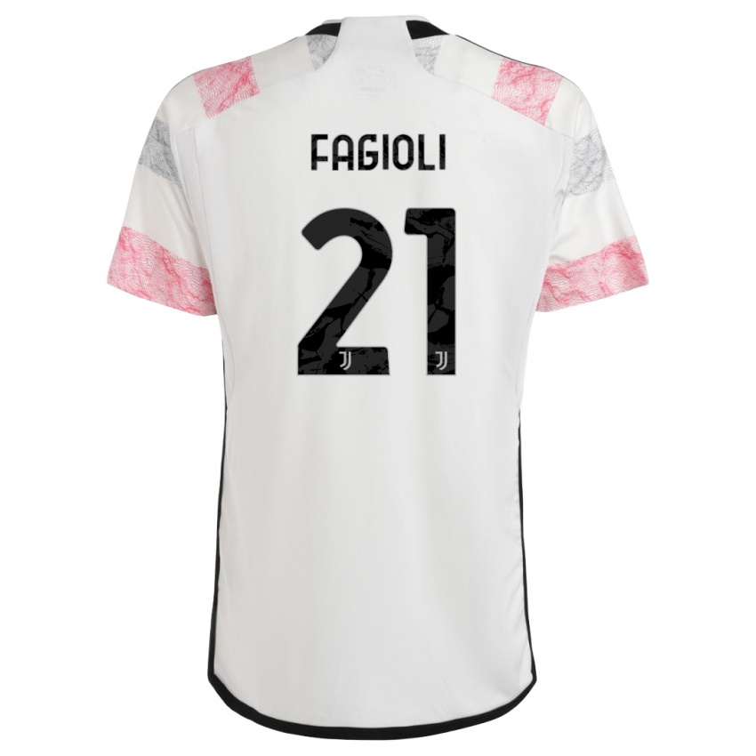 Herren Nicolo Fagioli #21 Weiß Rosa Auswärtstrikot Trikot 2023/24 T-Shirt Österreich