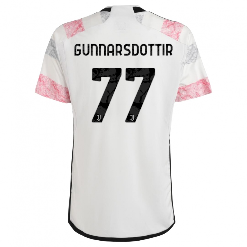 Herren Sara Bjork Gunnarsdottir #77 Weiß Rosa Auswärtstrikot Trikot 2023/24 T-Shirt Österreich