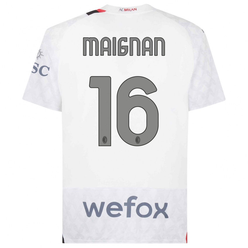 Herren Mike Maignan #16 Weiß Auswärtstrikot Trikot 2023/24 T-Shirt Österreich