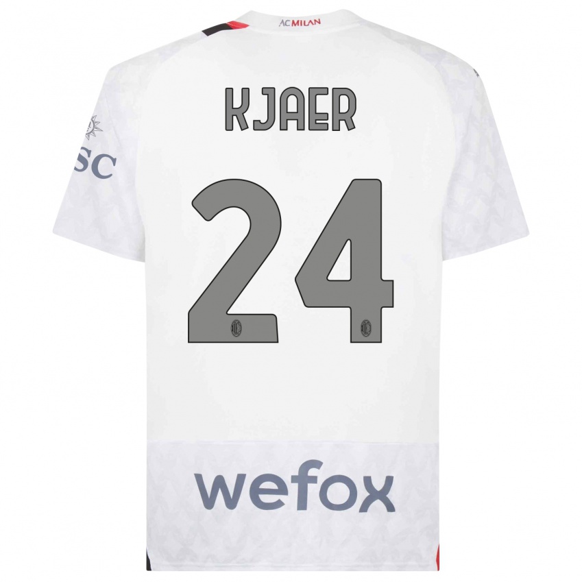 Herren Simon Kjaer #24 Weiß Auswärtstrikot Trikot 2023/24 T-Shirt Österreich