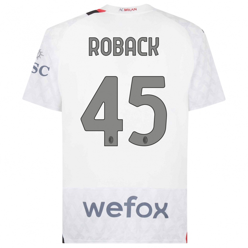 Herren Emil Roback #45 Weiß Auswärtstrikot Trikot 2023/24 T-Shirt Österreich
