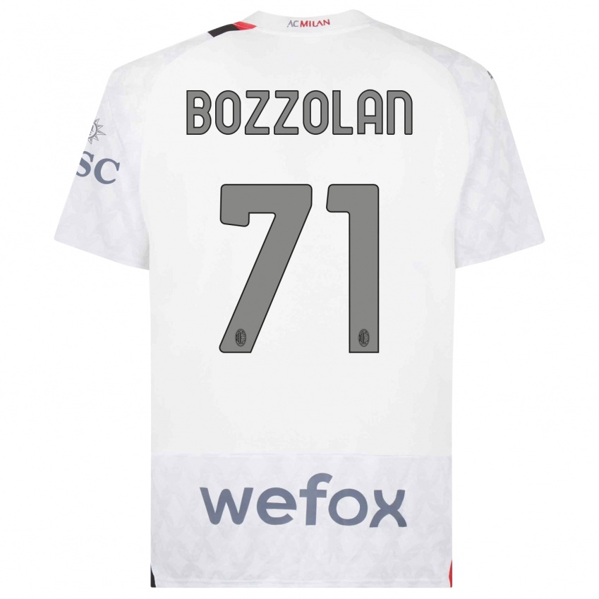 Herren Andrea Bozzolan #71 Weiß Auswärtstrikot Trikot 2023/24 T-Shirt Österreich