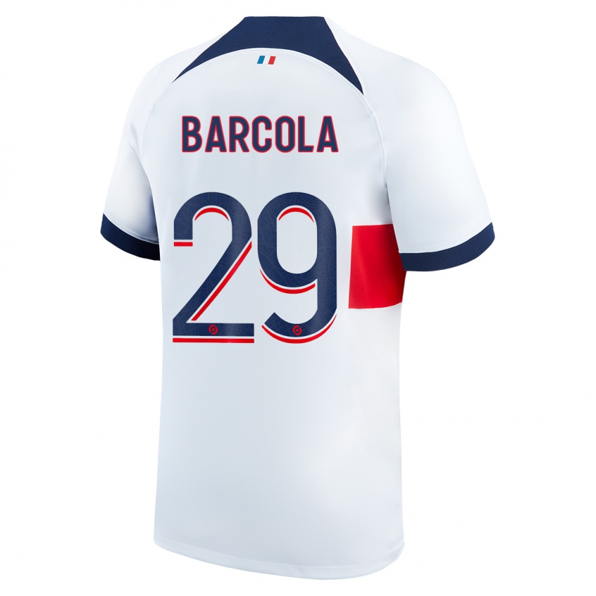 Herren Bradley Barcola #29 Weiß Auswärtstrikot Trikot 2023/24 T-Shirt Österreich