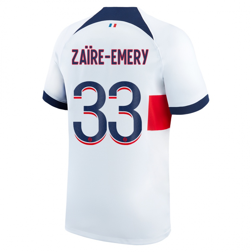 Herren Warren Zaire Emery #33 Weiß Auswärtstrikot Trikot 2023/24 T-Shirt Österreich