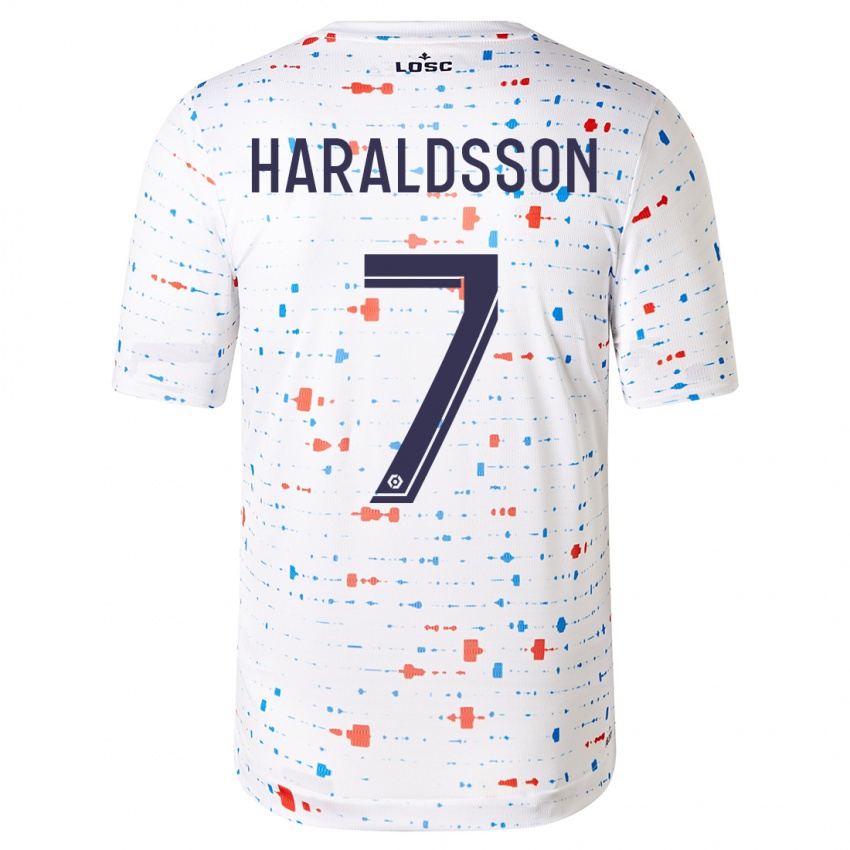 Herren Hákon Arnar Haraldsson #7 Weiß Auswärtstrikot Trikot 2023/24 T-Shirt Österreich