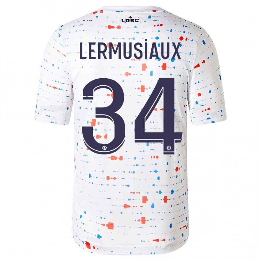 Herren Chrystal Lermusiaux #34 Weiß Auswärtstrikot Trikot 2023/24 T-Shirt Österreich