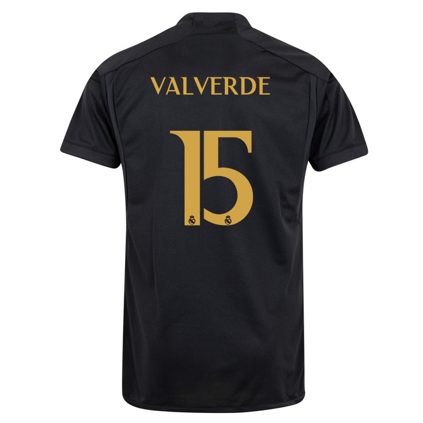 Herren Federico Valverde #15 Schwarz Ausweichtrikot Trikot 2023/24 T-Shirt Österreich