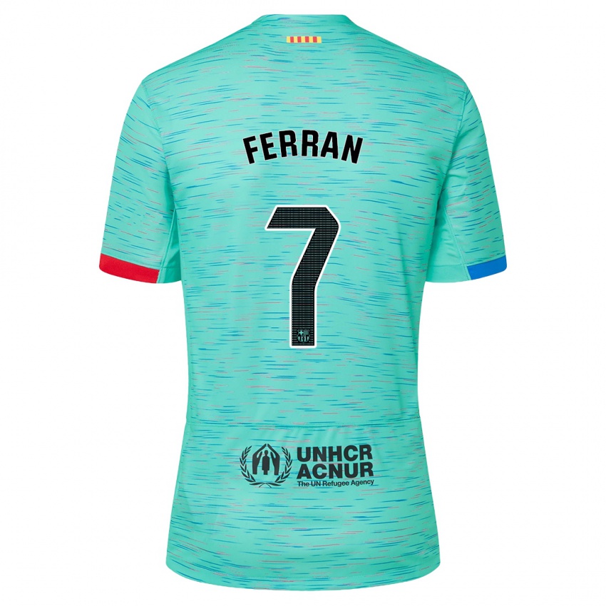Herren Ferran Torres #7 Helles Aqua Ausweichtrikot Trikot 2023/24 T-Shirt Österreich