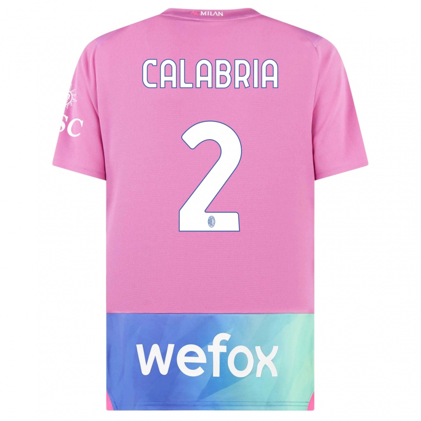 Herren Davide Calabria #2 Pink Lila Ausweichtrikot Trikot 2023/24 T-Shirt Österreich
