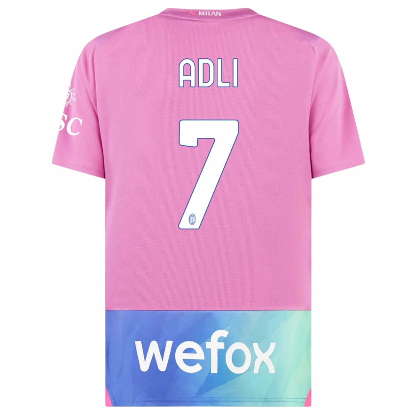 Herren Yacine Adli #7 Pink Lila Ausweichtrikot Trikot 2023/24 T-Shirt Österreich